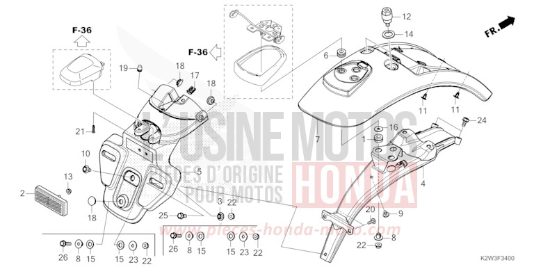 REAR FENDER for Dax ST125 PEARL GLITTERING BLUE (B231) from 2023